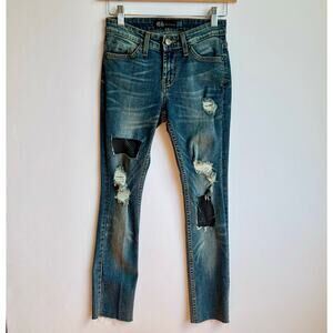 JET John Eshaya Low Rise Jeans Destroyed Ripped Denim Size 0